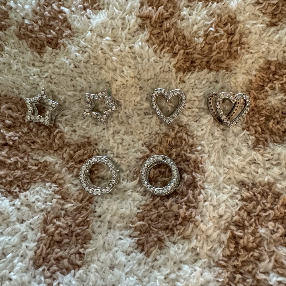 3 Original LISA FREED Huggie Hoop Earrings & Heart Shaped & Star Earrings.